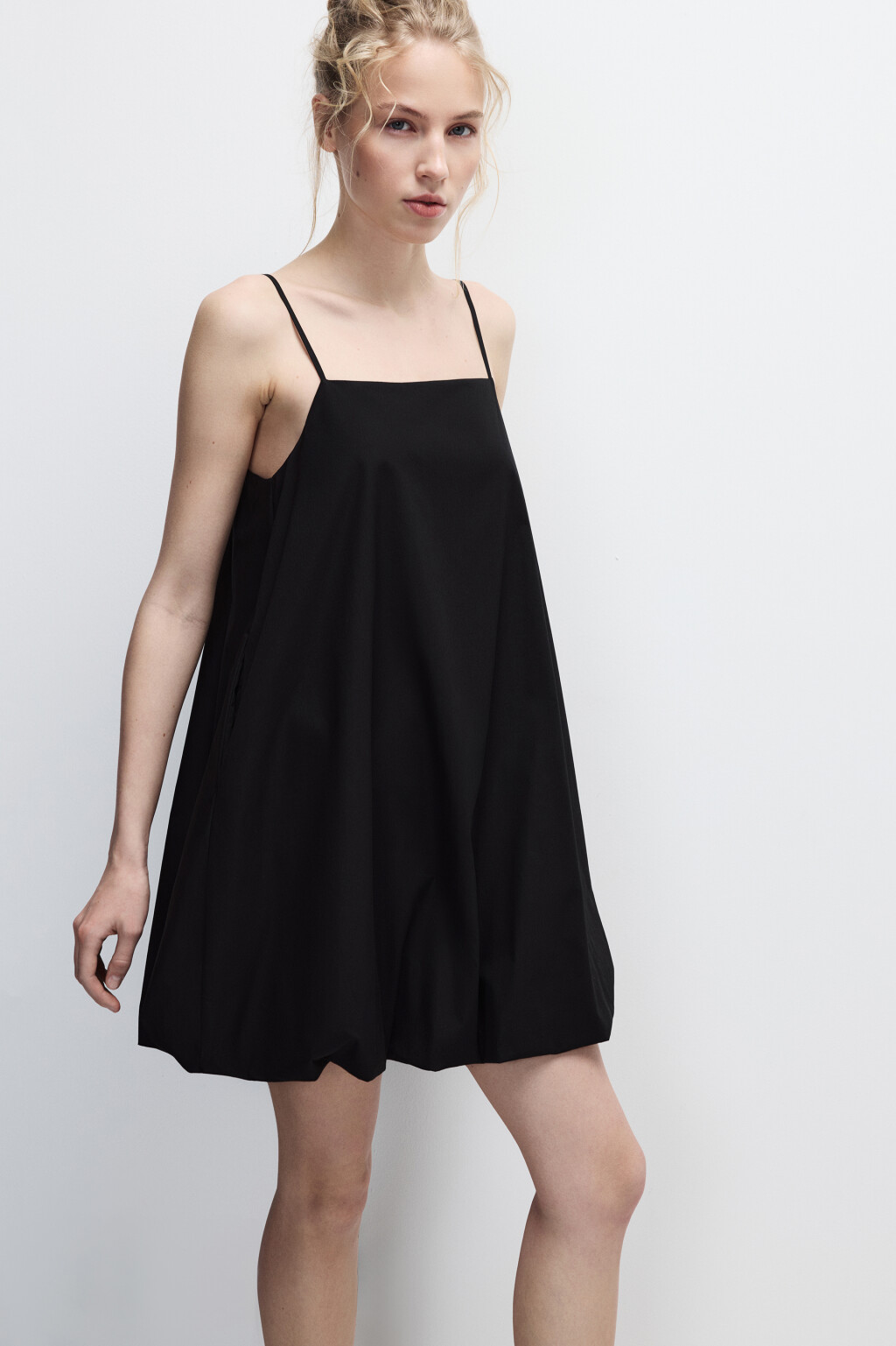 Сарафан мини с юбкой-баллон - цвет черный - 1