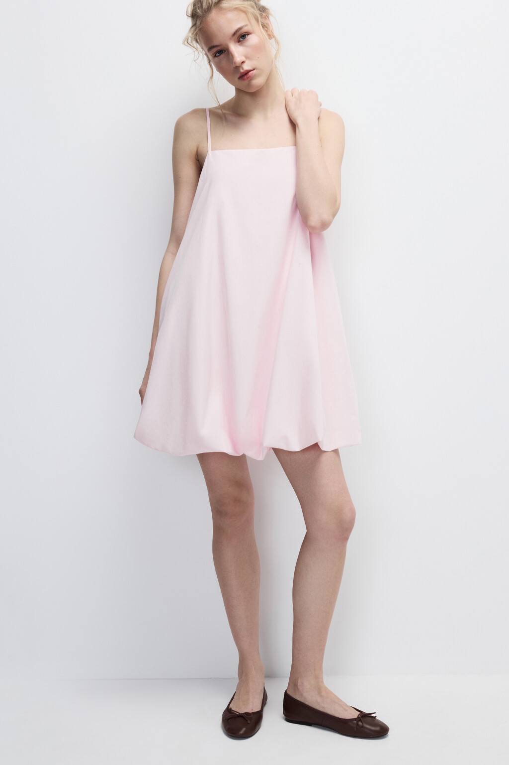 Сарафан мини с юбкой-баллон - цвет розовый - 1