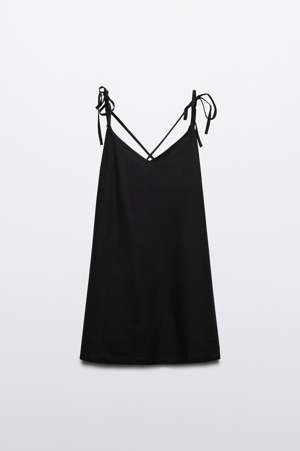 Платье-трапеция мини с вырезом на спине - цвет черный - 8