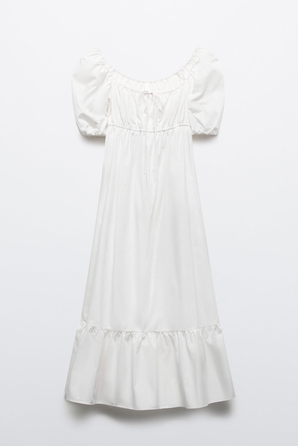 Платье-трапеция миди с завязками на груди - цвет белый - 7