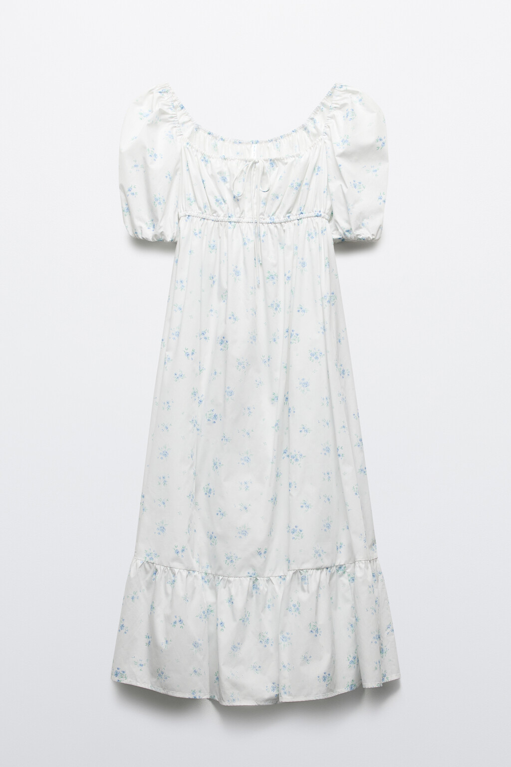 Платье-трапеция миди с завязками на груди - цвет белый - 7