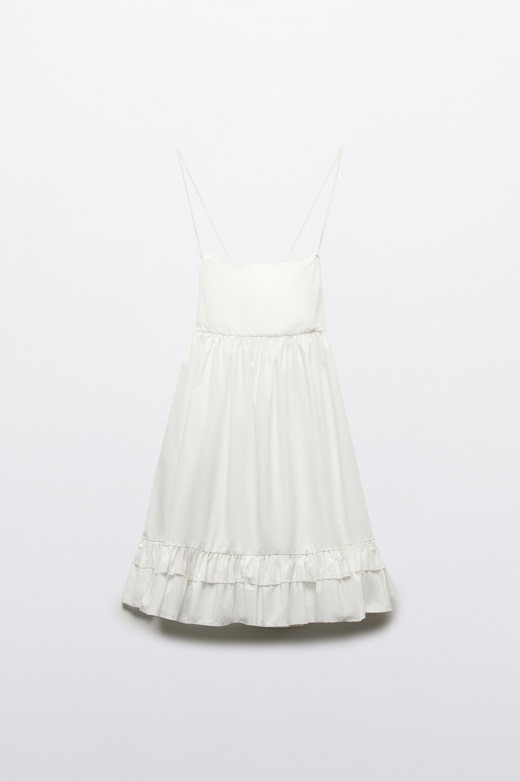 Платье-сарафан мини на бретельках с воланами - цвет белый - 8