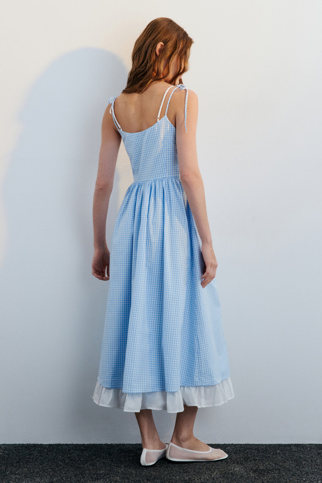 Платье миди хлопковое двуслойное - цвет голубой - 3