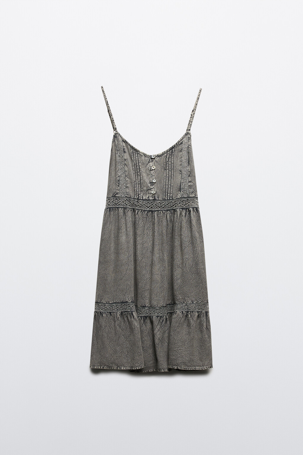 Сарафан из вареной вискозы с кружевом - цвет серый - 7