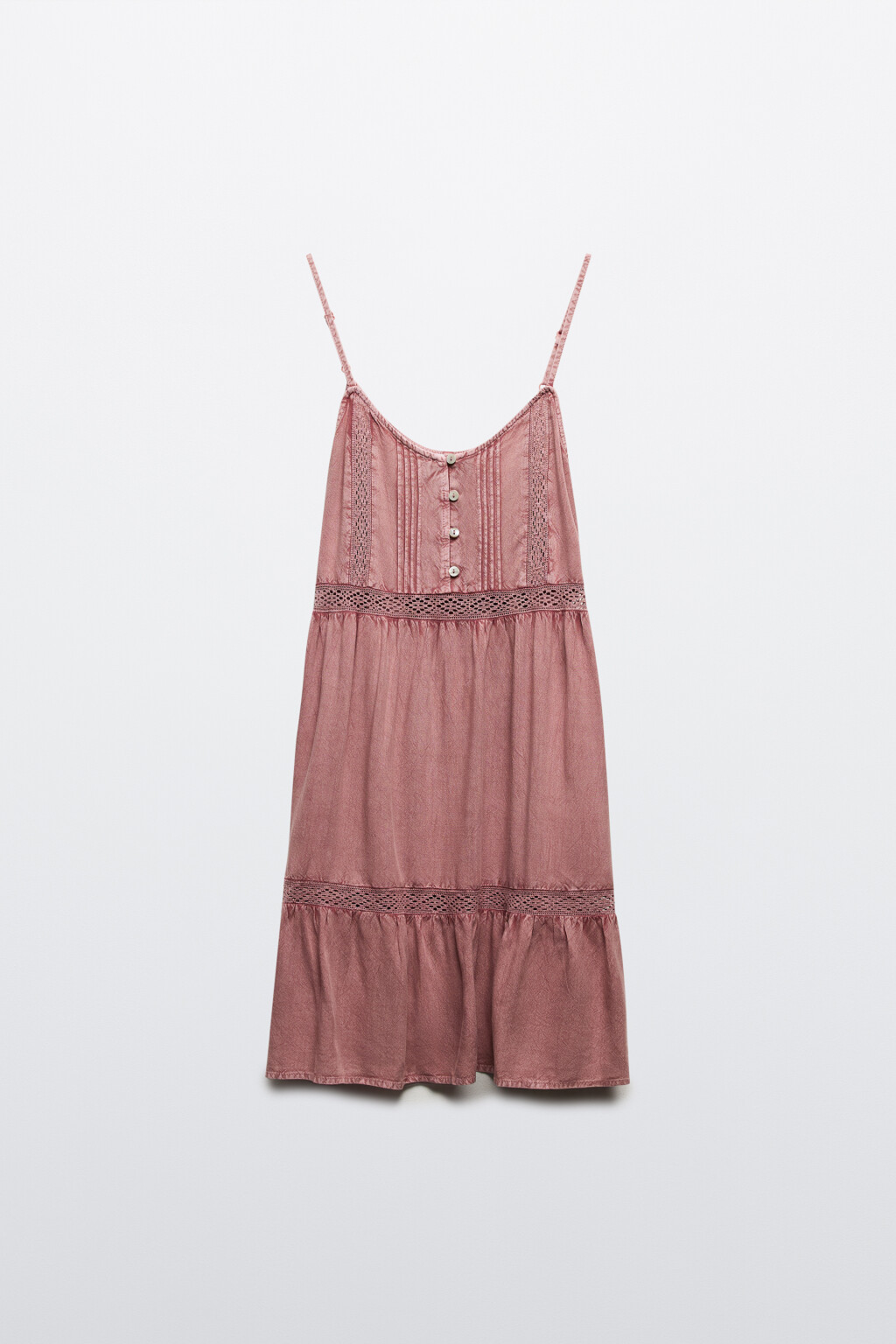 Сарафан из вареной вискозы с кружевом - цвет розовый - 8