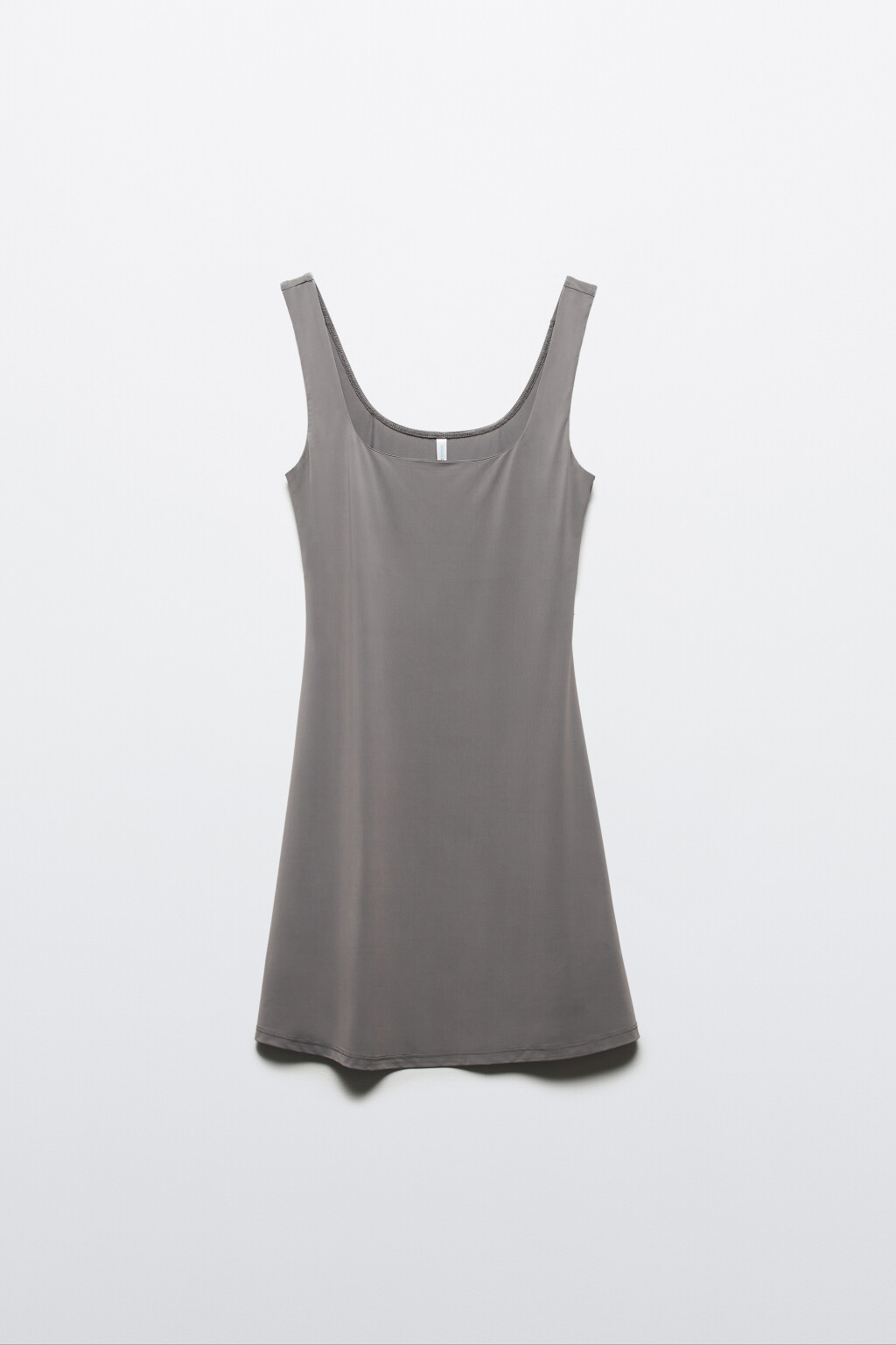Платье-майка мини из гладкого трикотажа - цвет серый - 7
