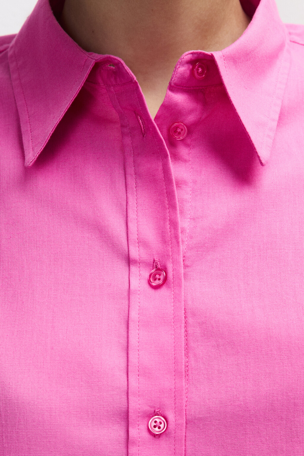 Рубашка oversize из хлопка и льна - цвет розовый - 5