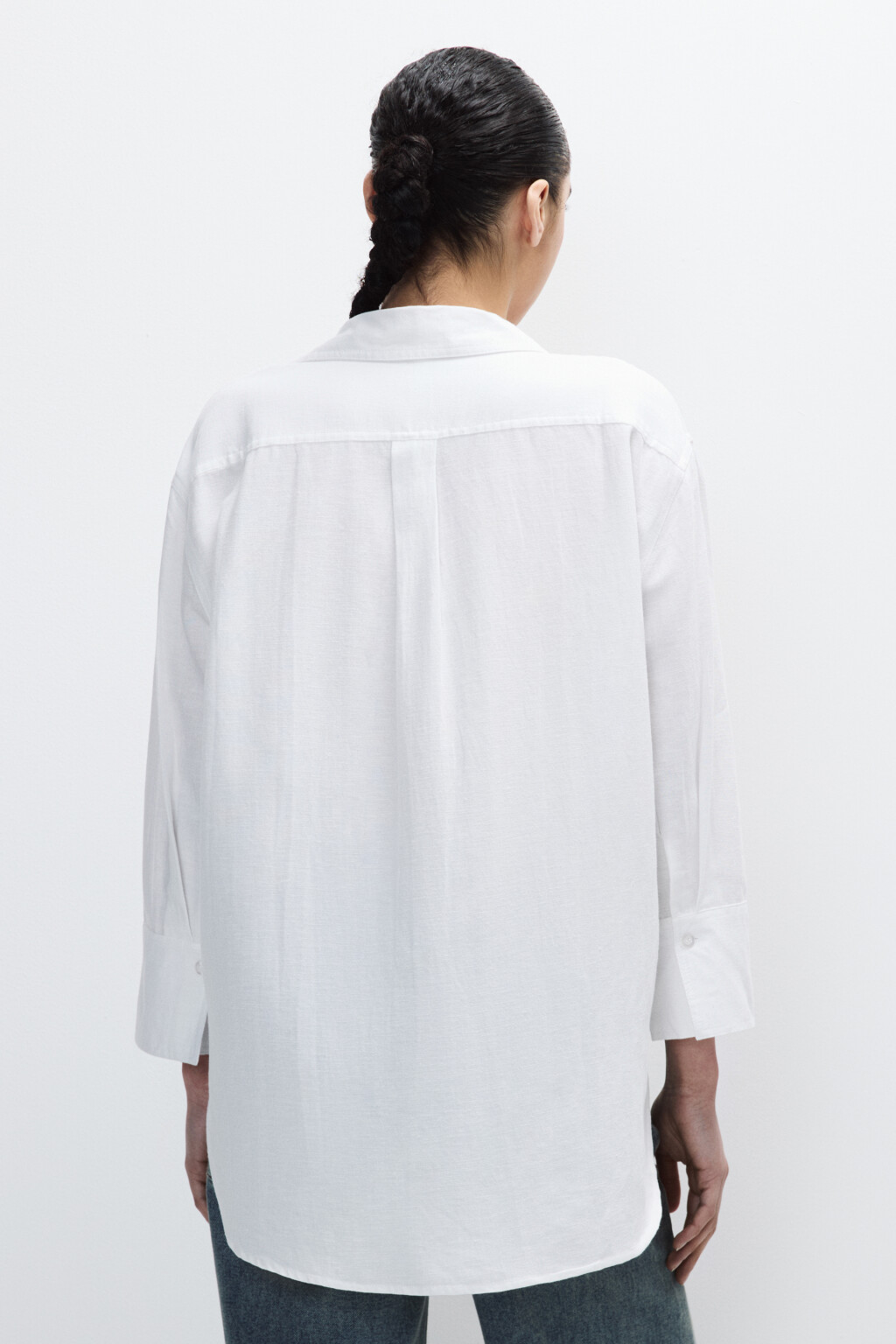 Рубашка oversize с укороченными рукавами - цвет белый - 4