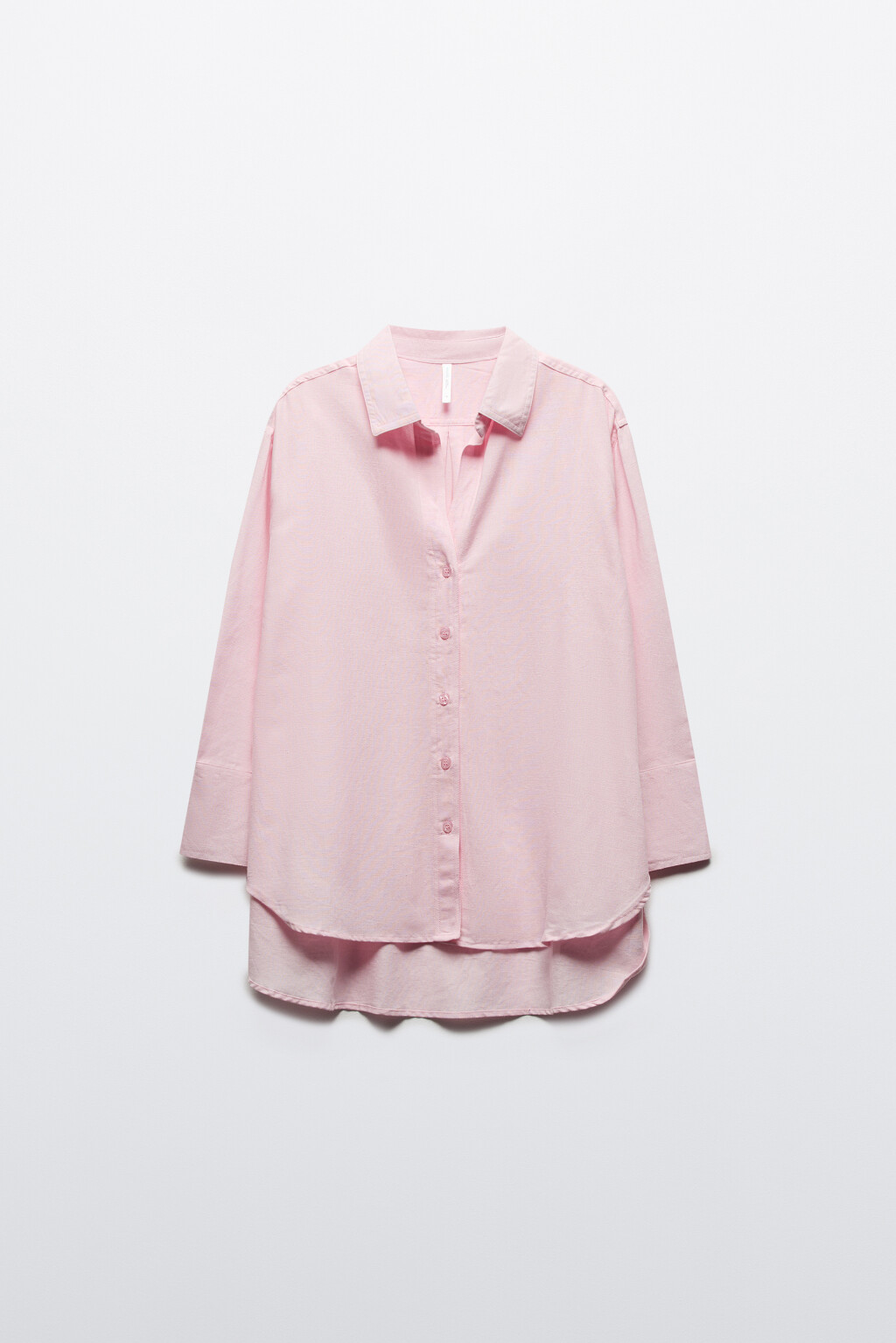 Рубашка oversize с укороченными рукавами - цвет розовый - 8