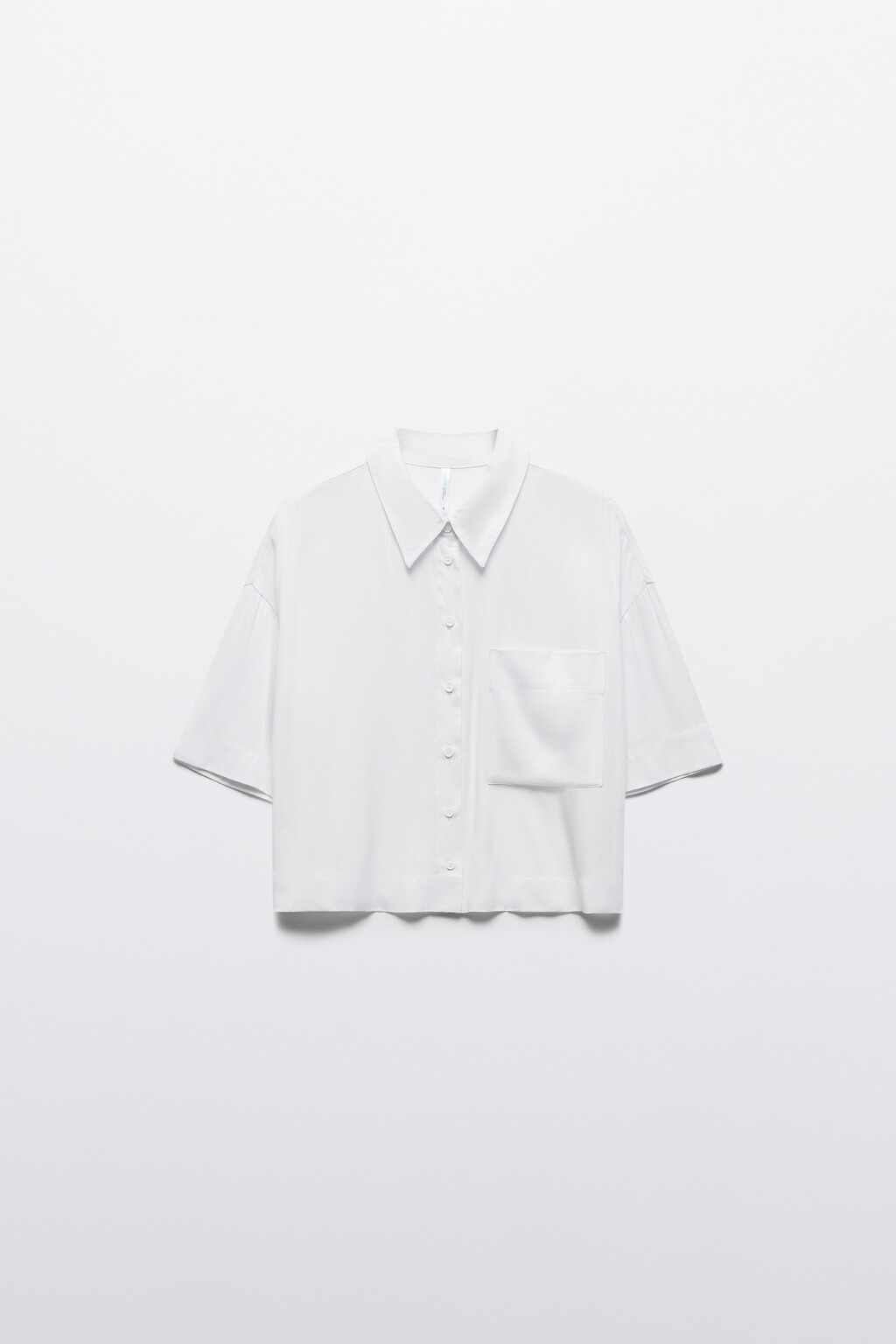 Рубашка укороченная из вискозы - цвет белый - 7