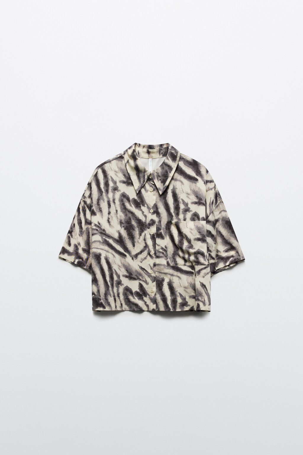 Рубашка укороченная из вискозы - цвет белый - 7