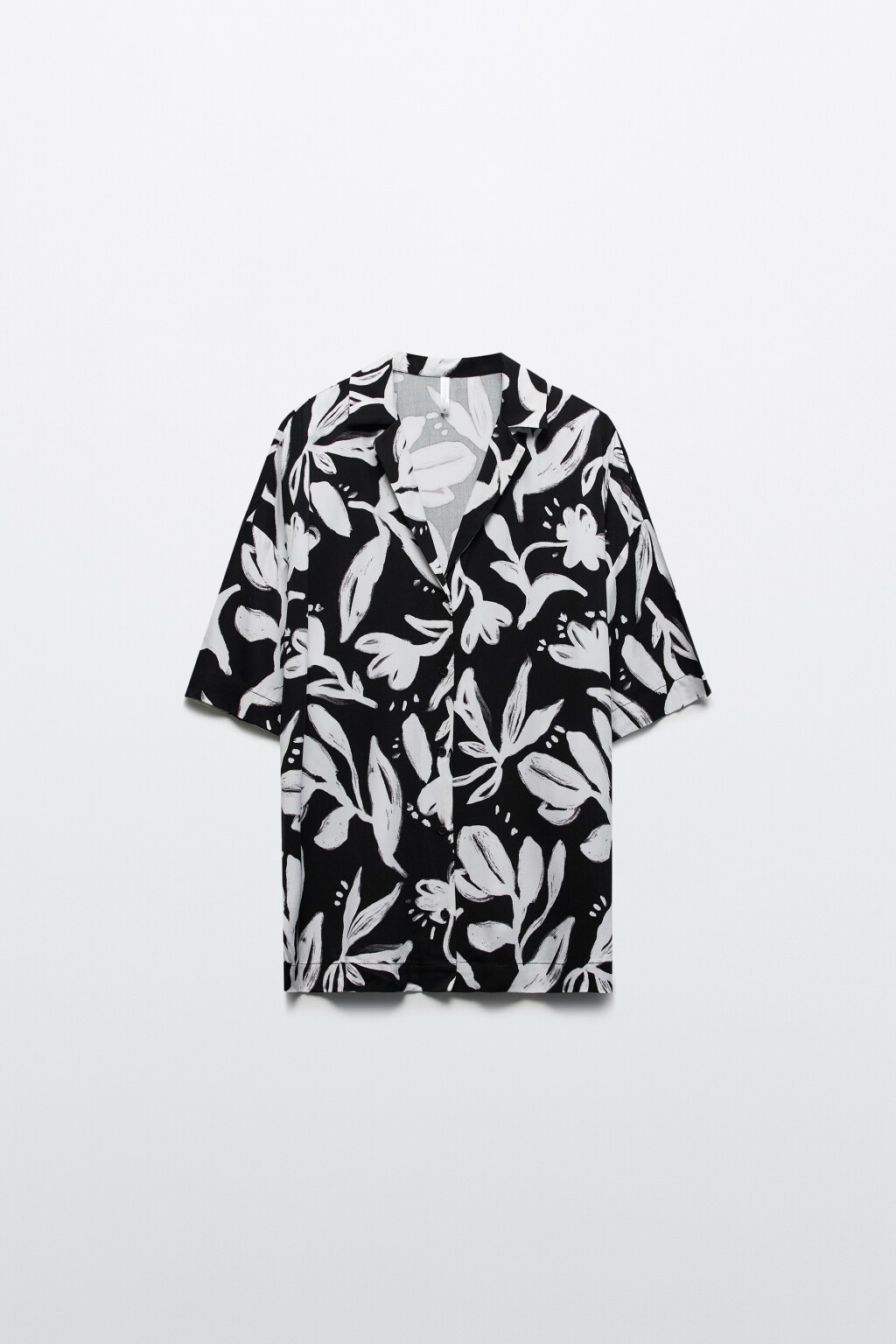 Рубашка oversize вискозная с принтом - цвет черный - 7