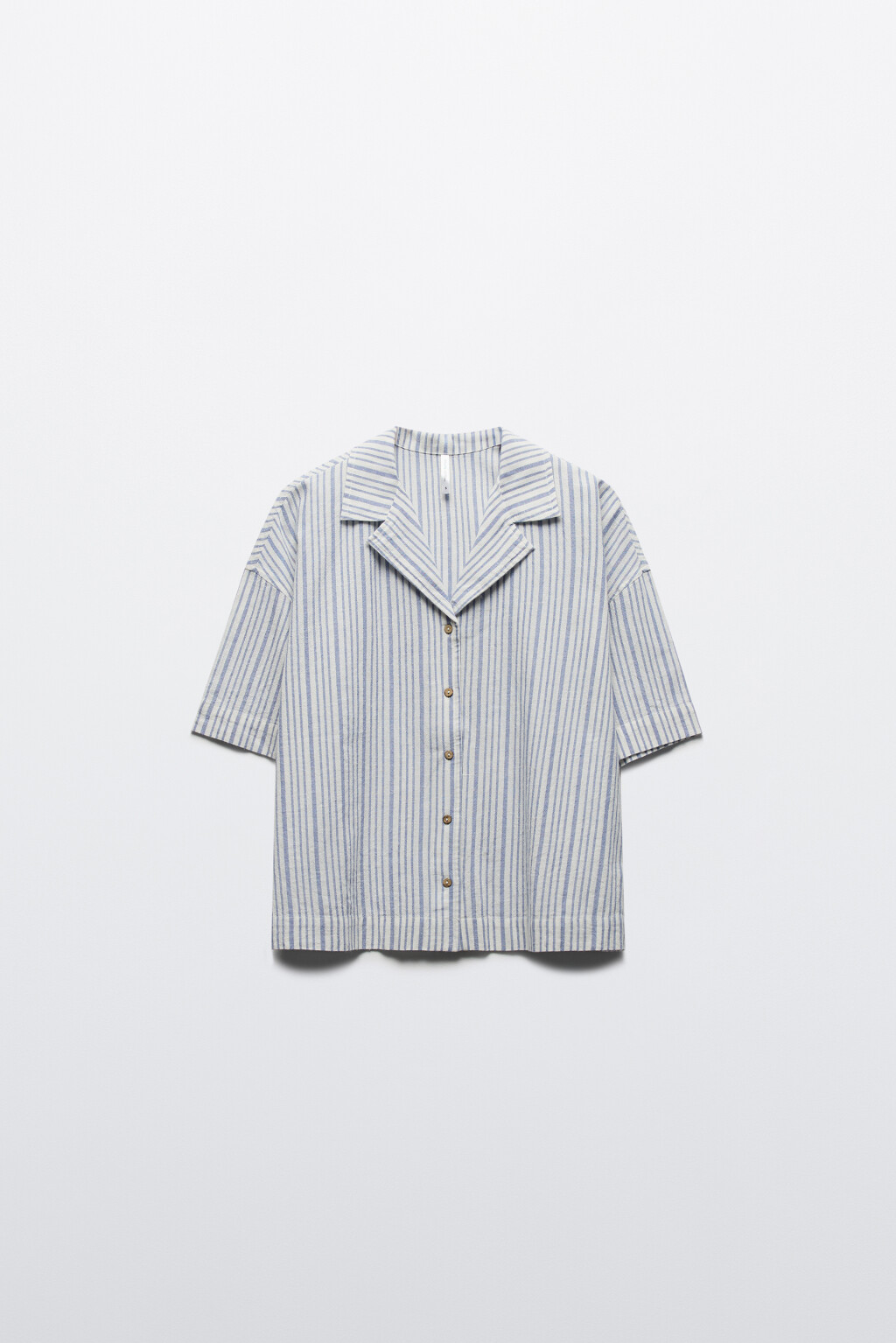 Рубашка в полоску из хлопка и льна - цвет голубой - 8
