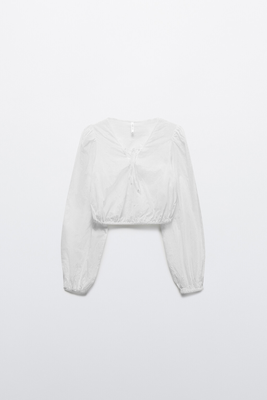 Блузка укороченная с объемными рукавами - цвет белый - 7