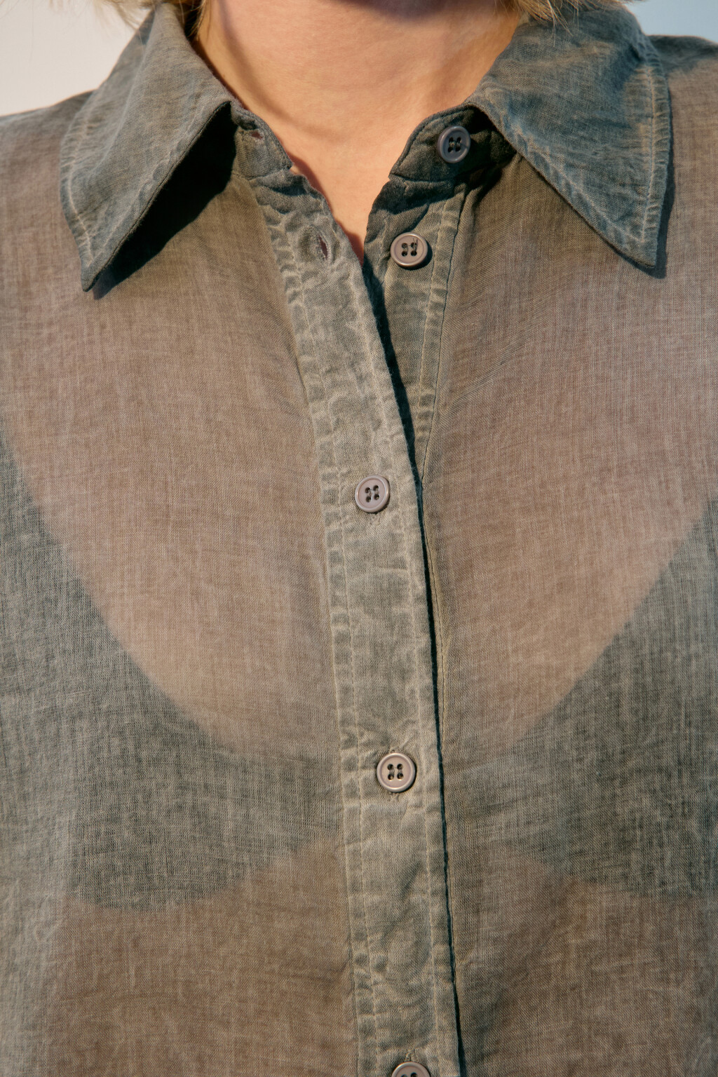 Рубашка oversize из жатого хлопка - цвет серый - 6