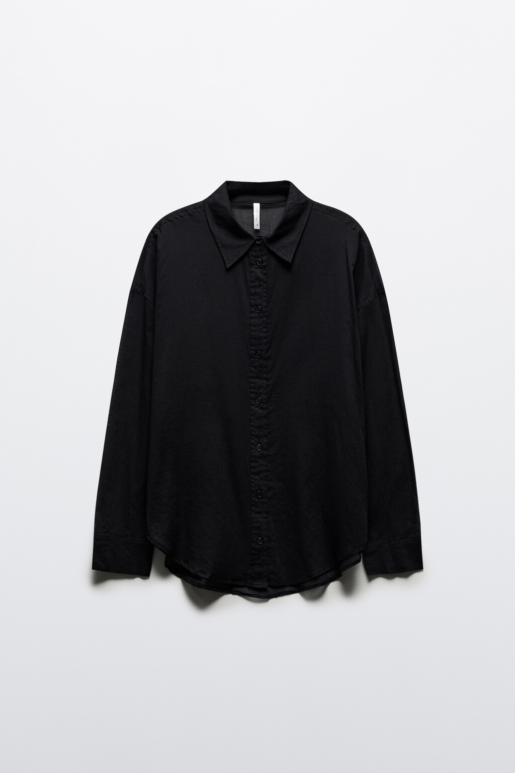 Рубашка oversize из жатого хлопка - цвет черный - 8