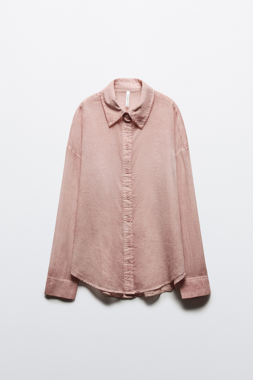 Рубашка oversize из жатого хлопка - цвет розовый - 8