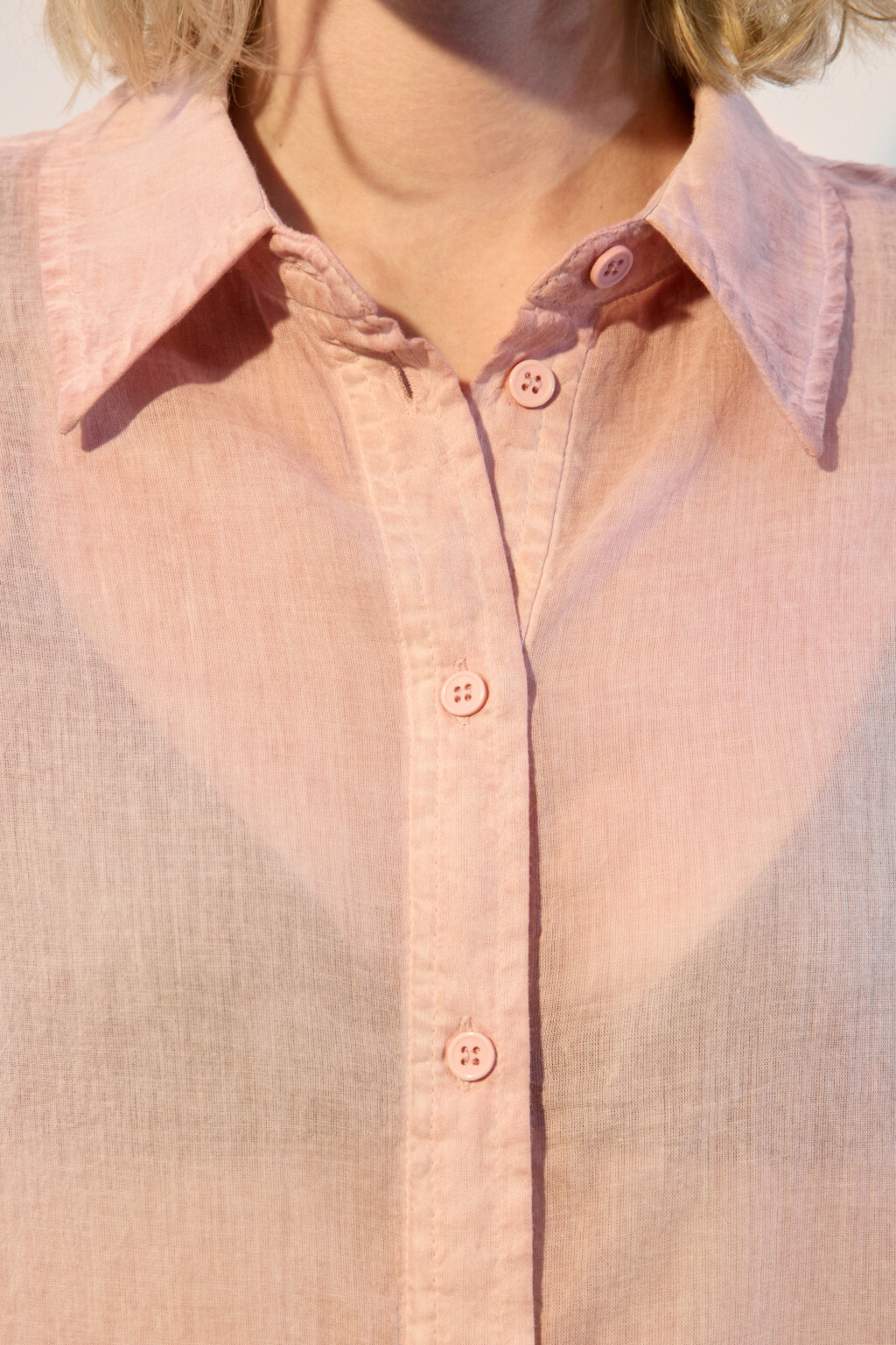 Рубашка oversize из жатого хлопка - цвет розовый - 6