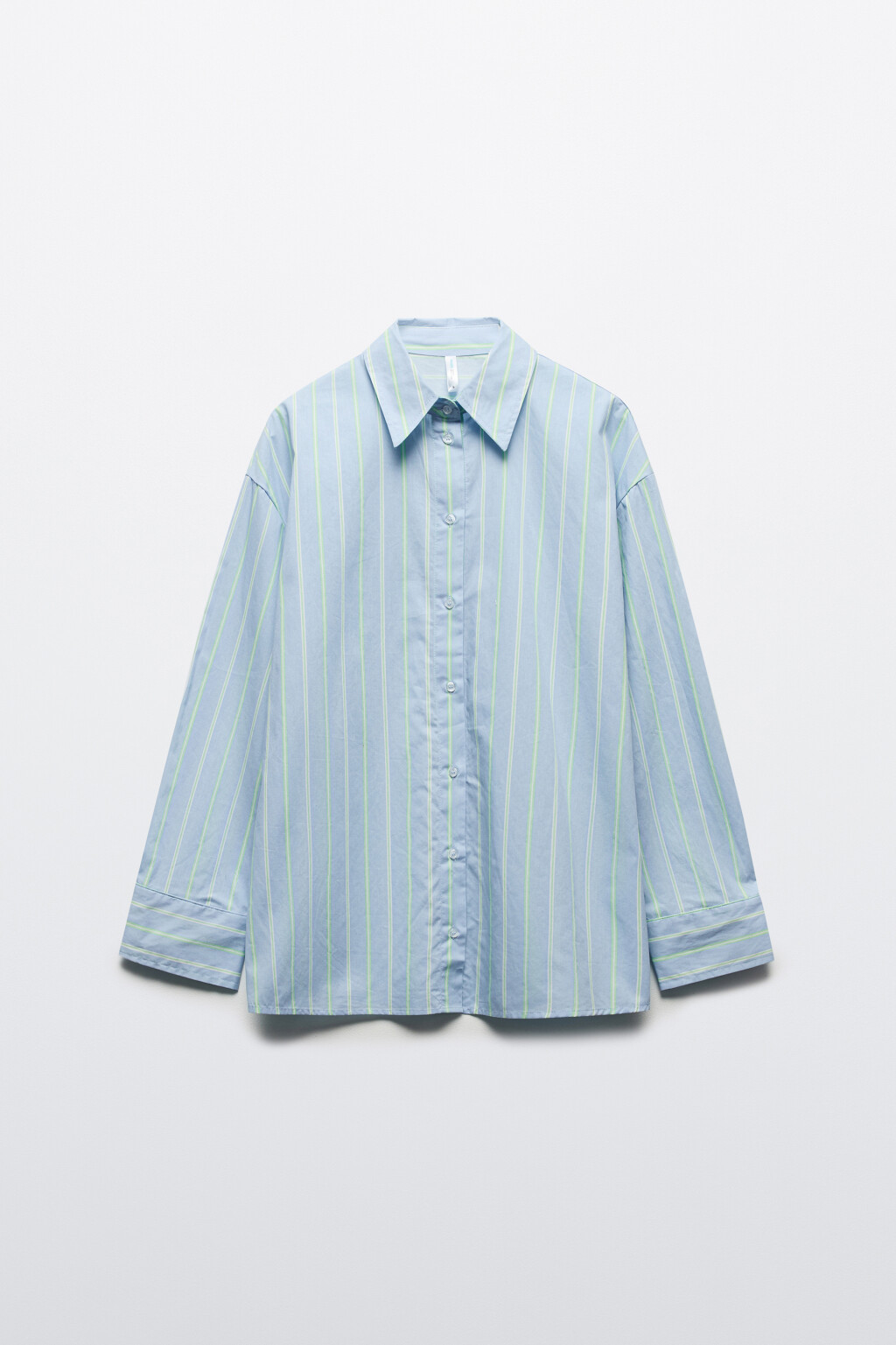 Рубашка oversize хлопковая в полоску - цвет голубой - 7