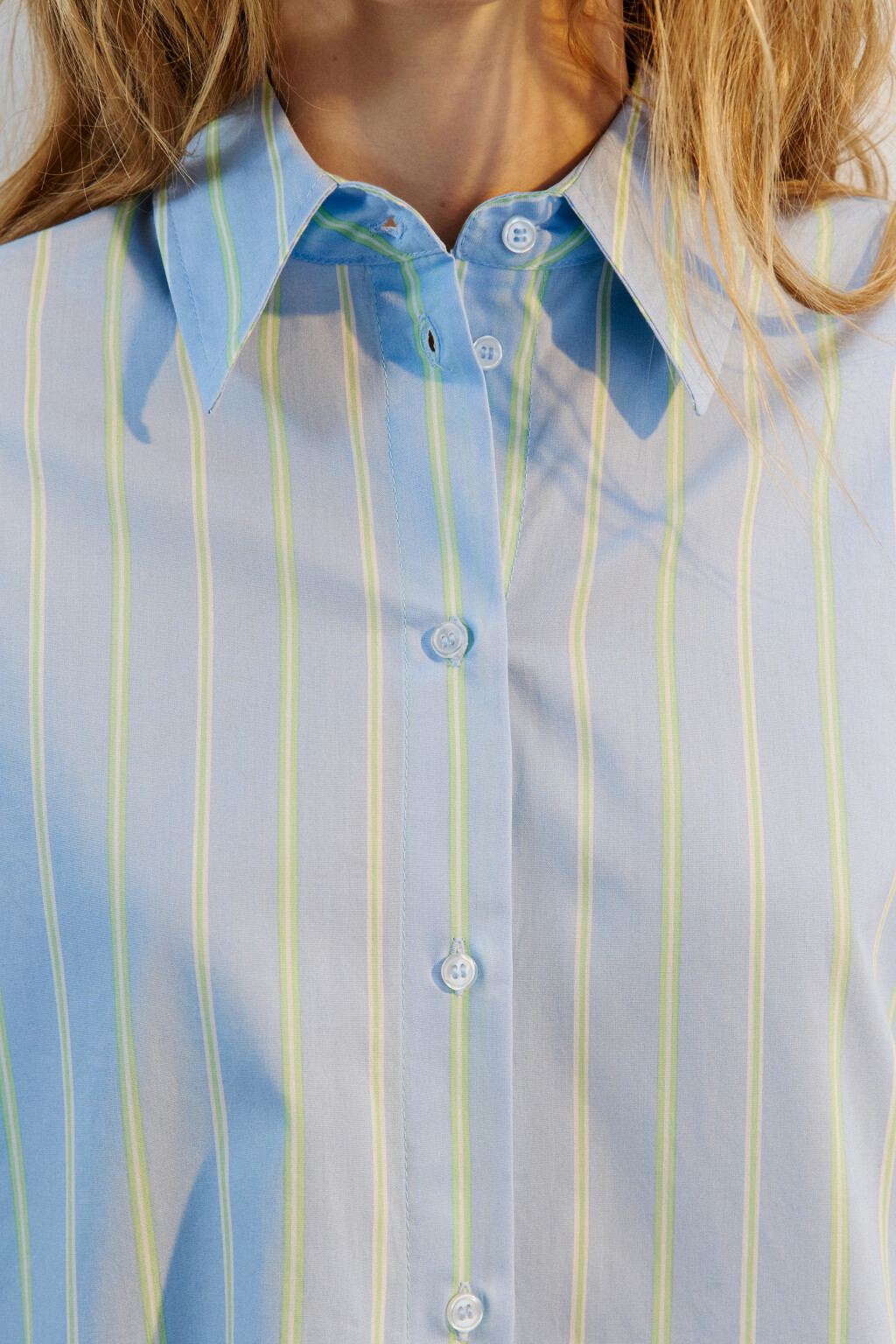 Рубашка oversize хлопковая в полоску - цвет голубой - 5
