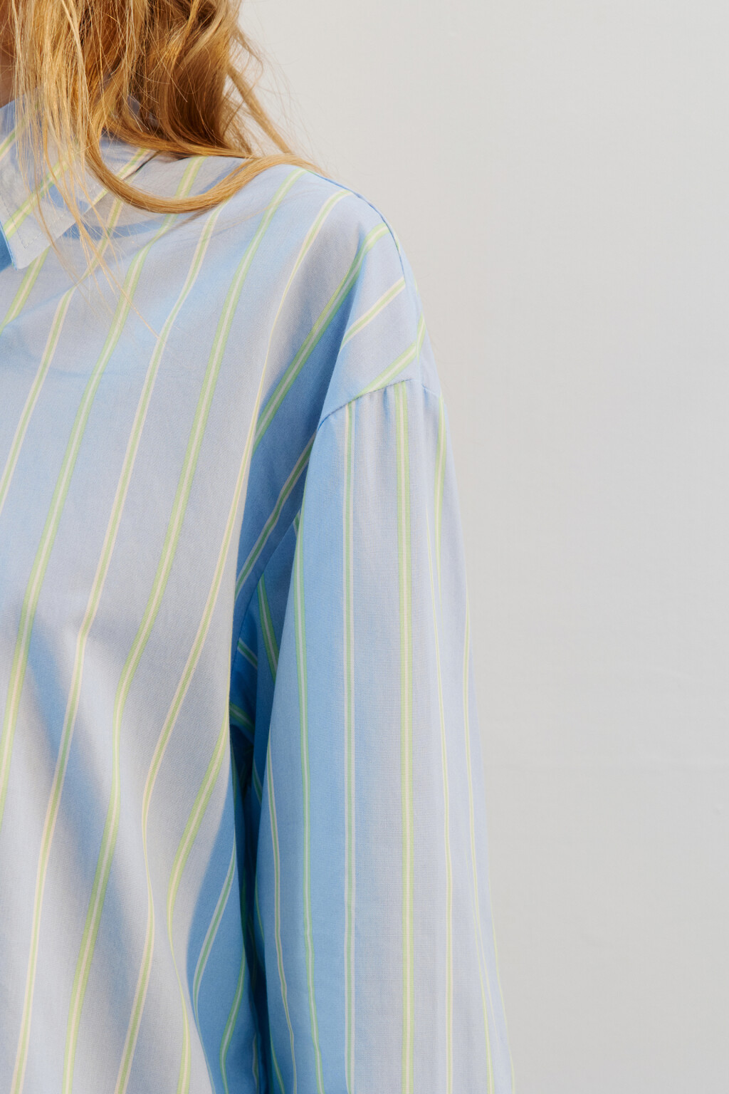 Рубашка oversize хлопковая в полоску - цвет голубой - 6