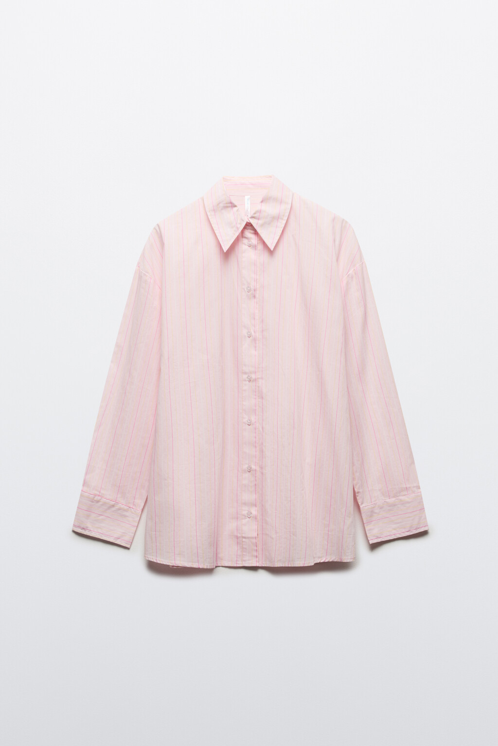 Рубашка oversize хлопковая в полоску - цвет розовый - 9