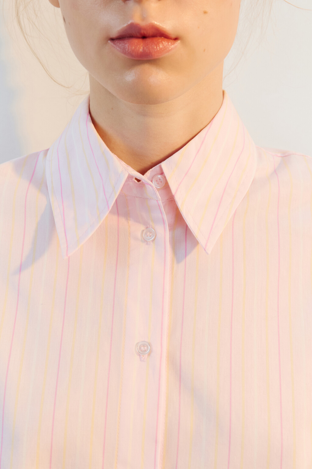 Рубашка oversize хлопковая в полоску - цвет розовый - 6