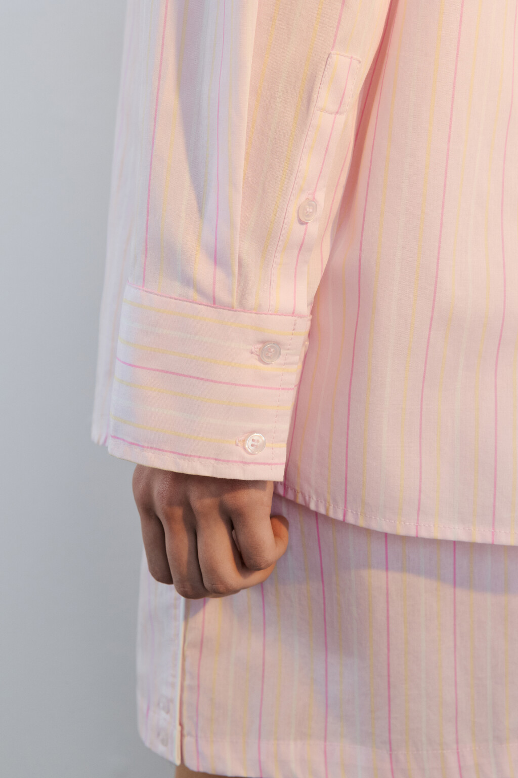 Рубашка oversize хлопковая в полоску - цвет розовый - 7