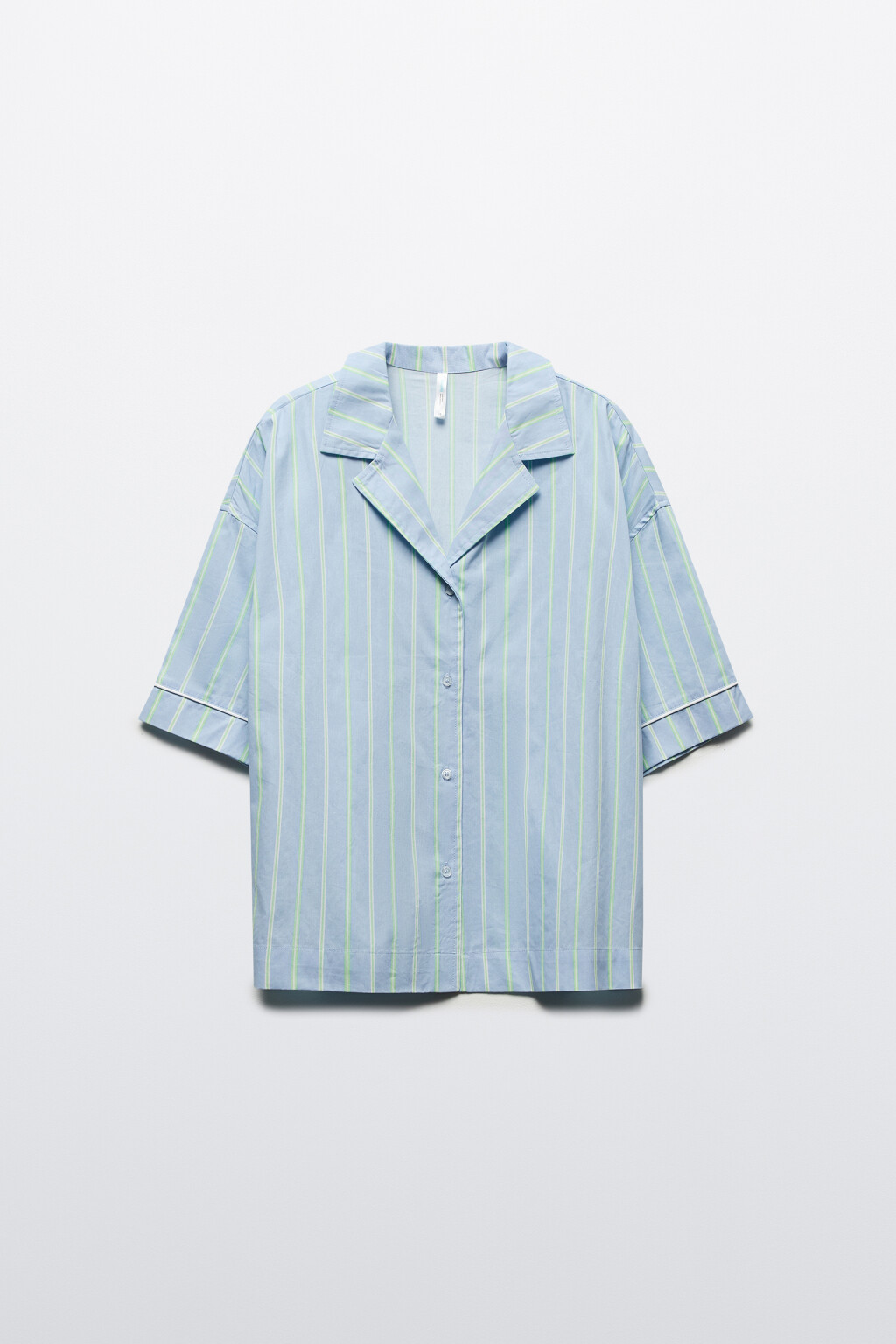 Рубашка хлопковая в полоску - цвет голубой - 8