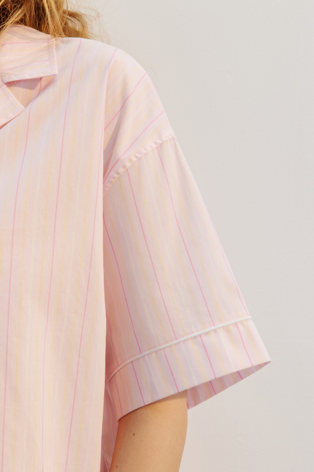 Рубашка хлопковая в полоску - цвет розовый - 6