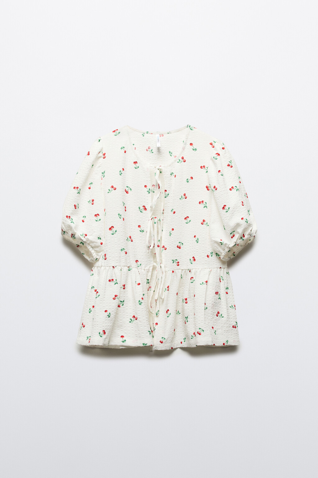 Блузка на завязках с баской - цвет белый - 9