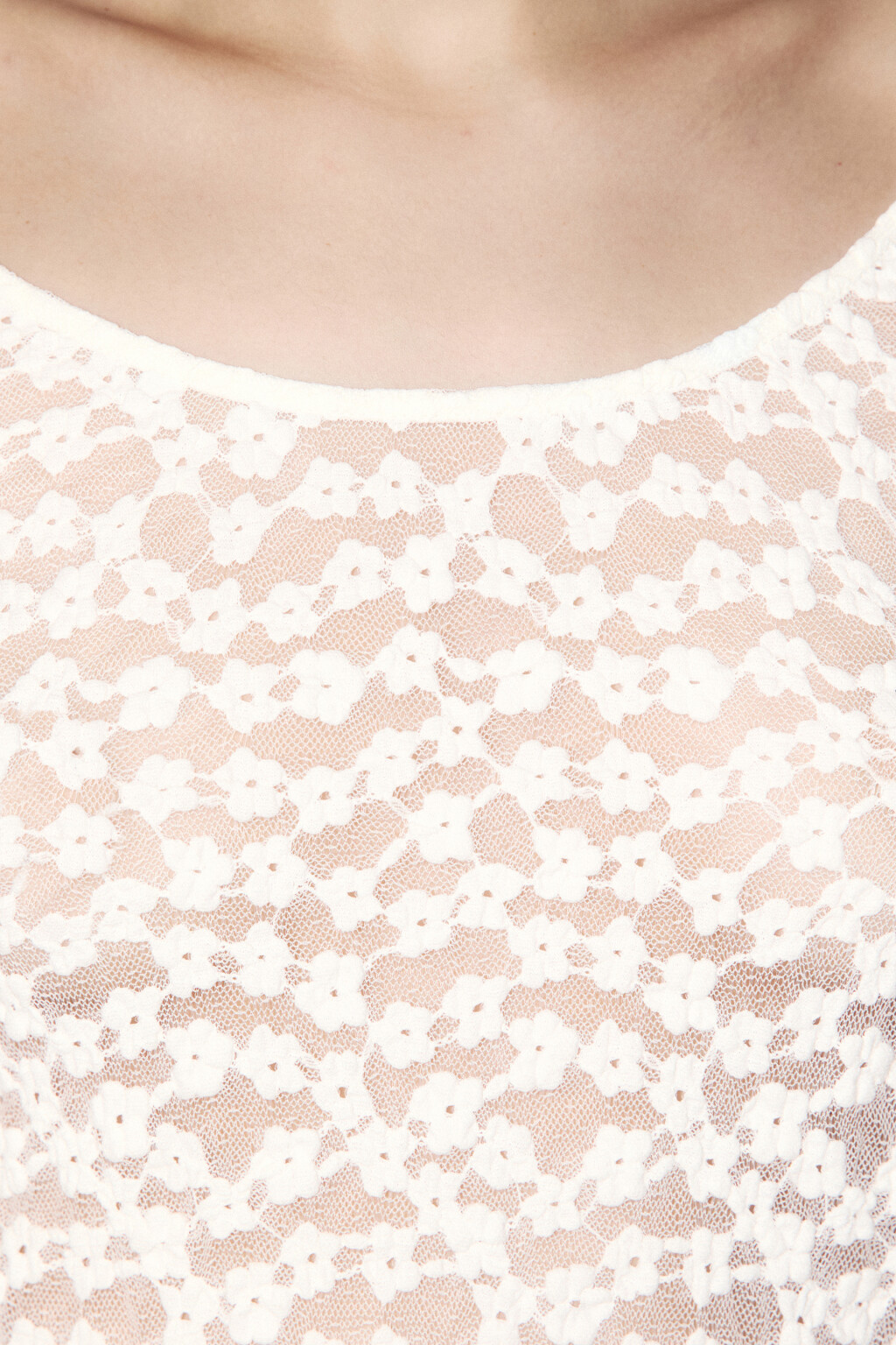 Блузка кружевная с воланами на рукавах - цвет молочный - 5