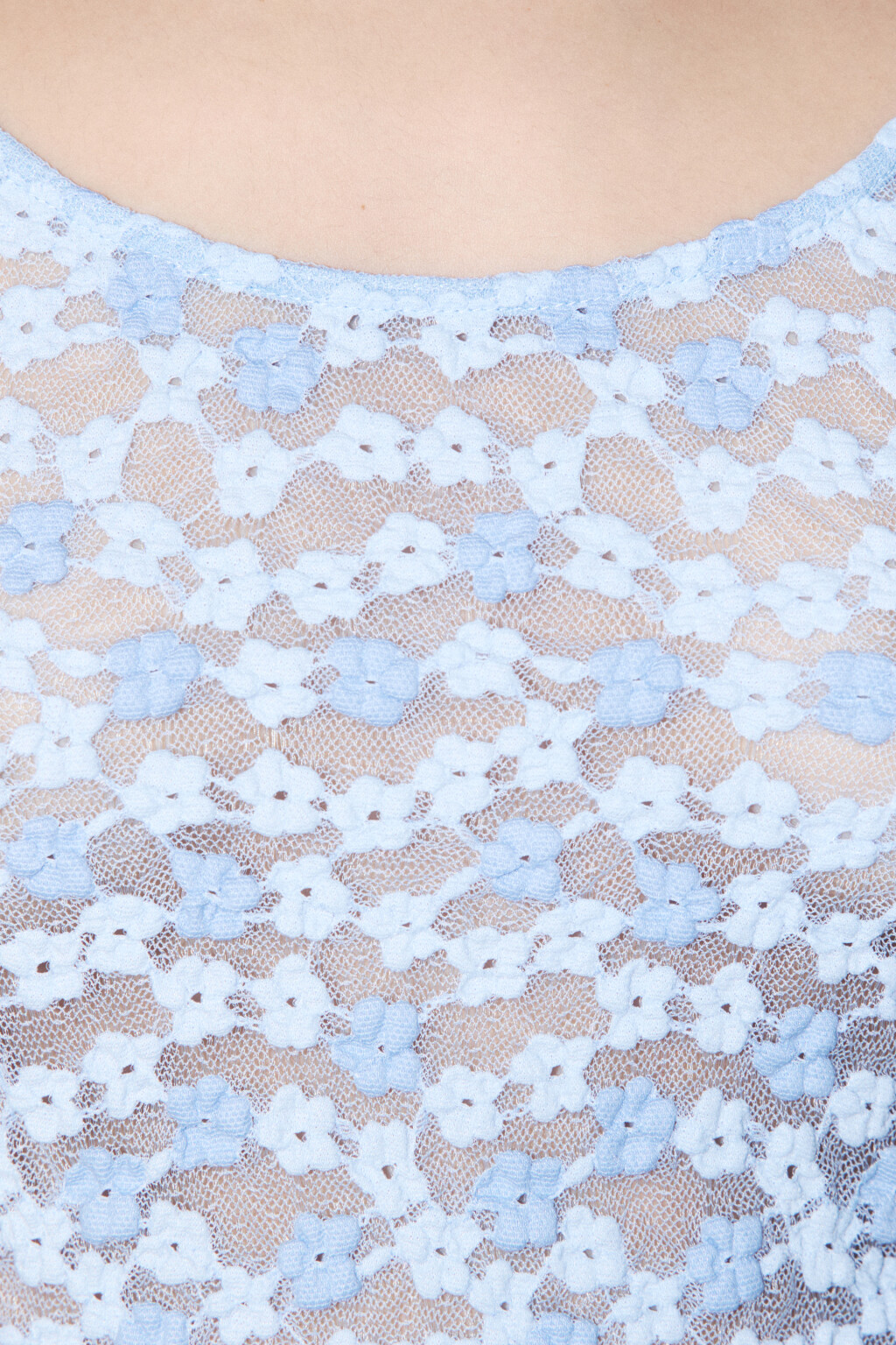 Блузка кружевная с воланами на рукавах - цвет голубой - 6