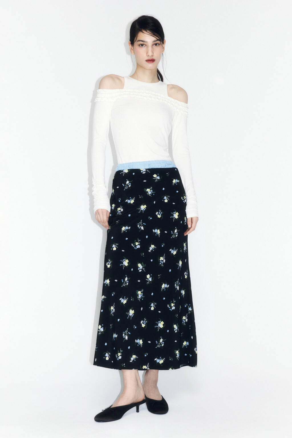 Лонгслив в рубчик с майкой и открытыми плечами - цвет молочный - 4