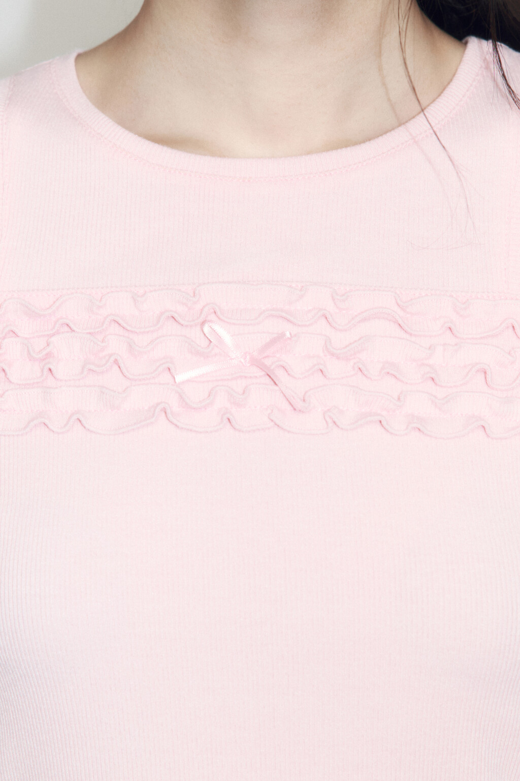 Лонгслив в рубчик с майкой и открытыми плечами - цвет розовый - 5