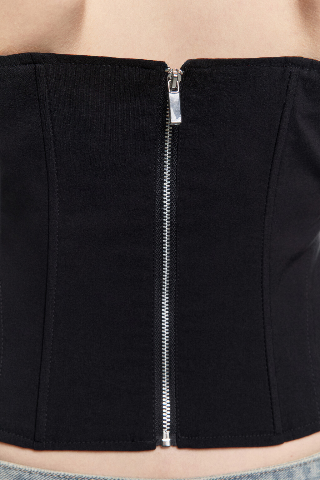 Топ-корсет из костюмной ткани со шнуровкой - цвет черный - 6