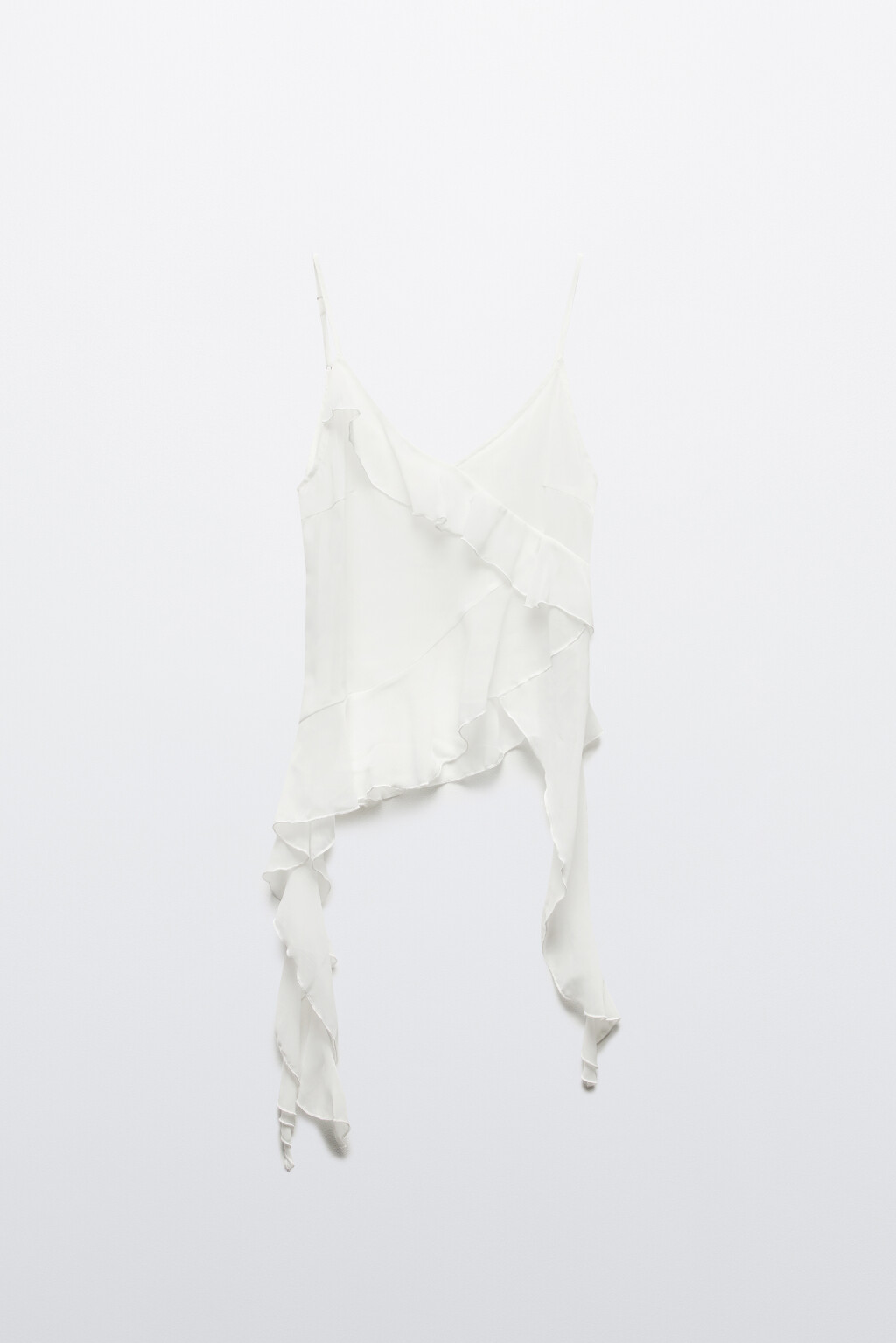 Топ шифоновый с асимметричными воланами - цвет молочный - 9