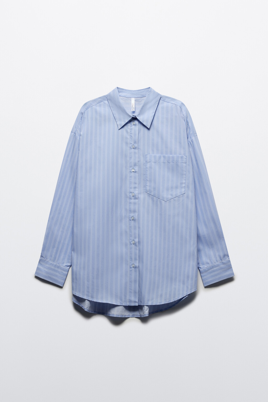Рубашка oversize в полоску с карманом - цвет голубой - 8