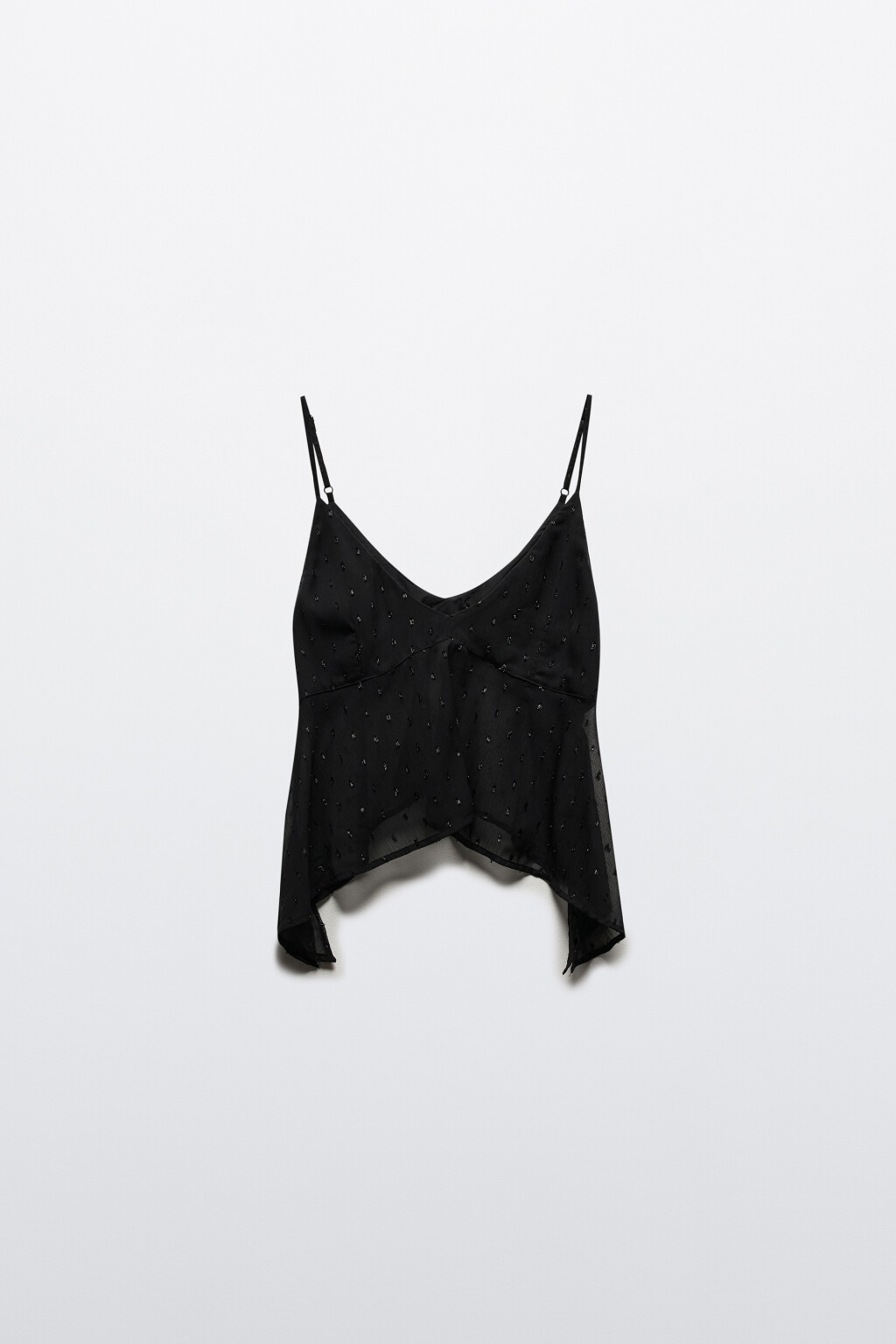 Топ на бретельках из шифона с люрексом - цвет черный - 7