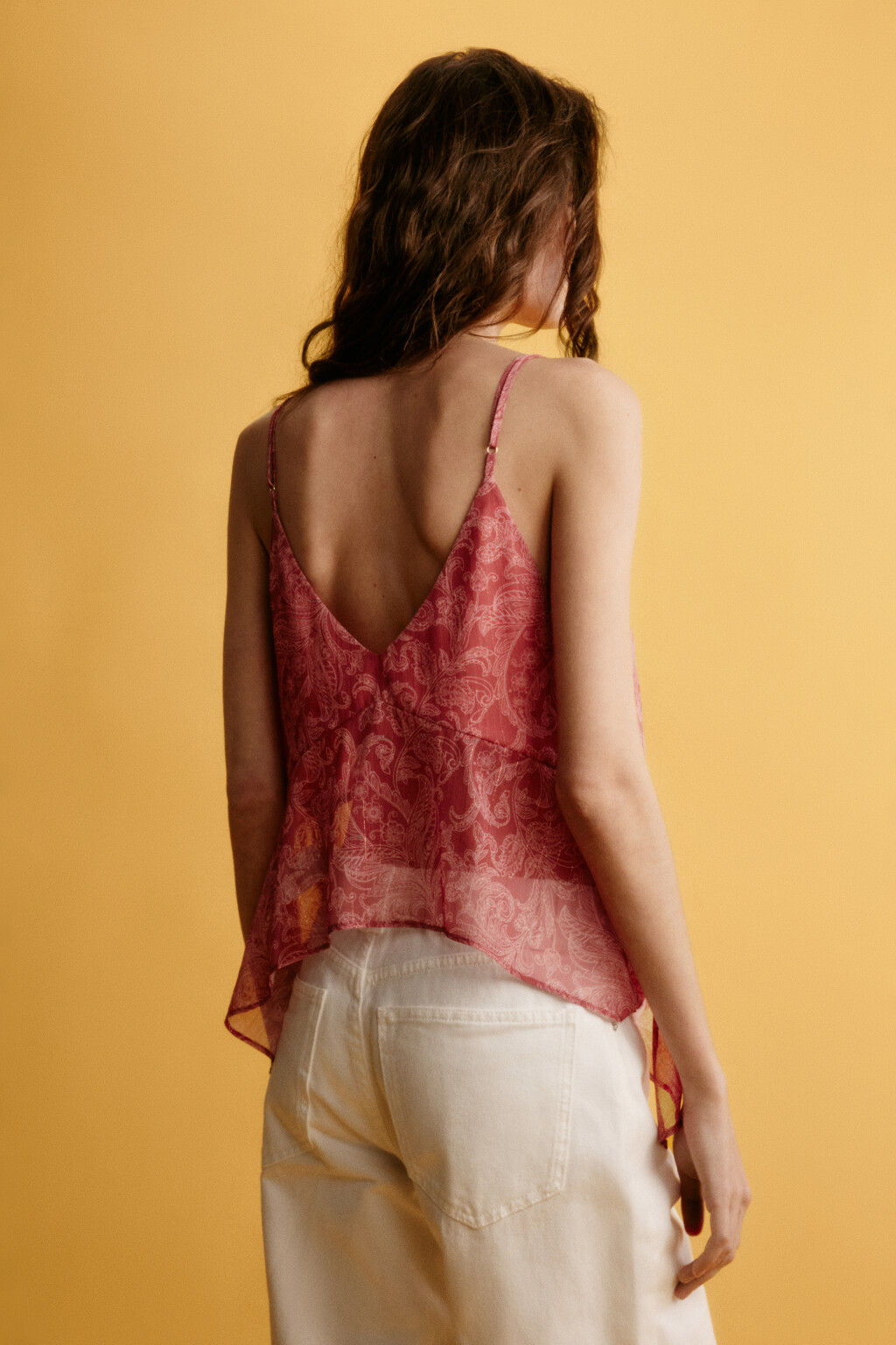 Топ шифоновый на тонких бретельках - цвет мультиколор - 3