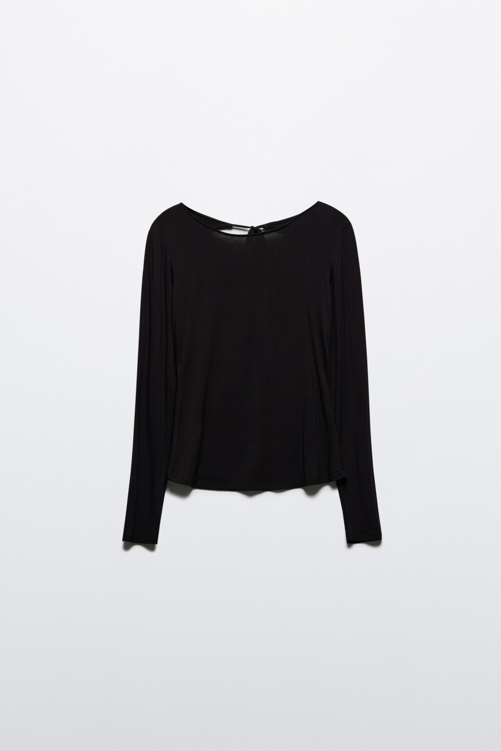 Лонгслив вискозный с вырезом и завязками на спине - цвет черный - 7