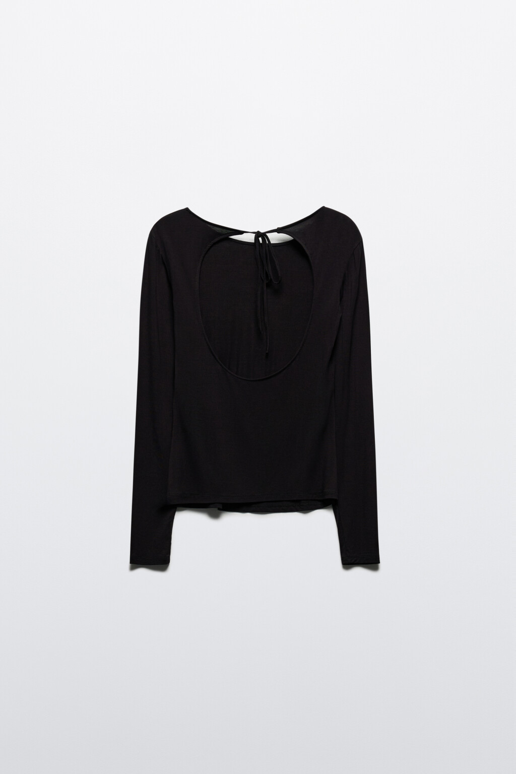 Лонгслив вискозный с вырезом и завязками на спине - цвет черный - 8