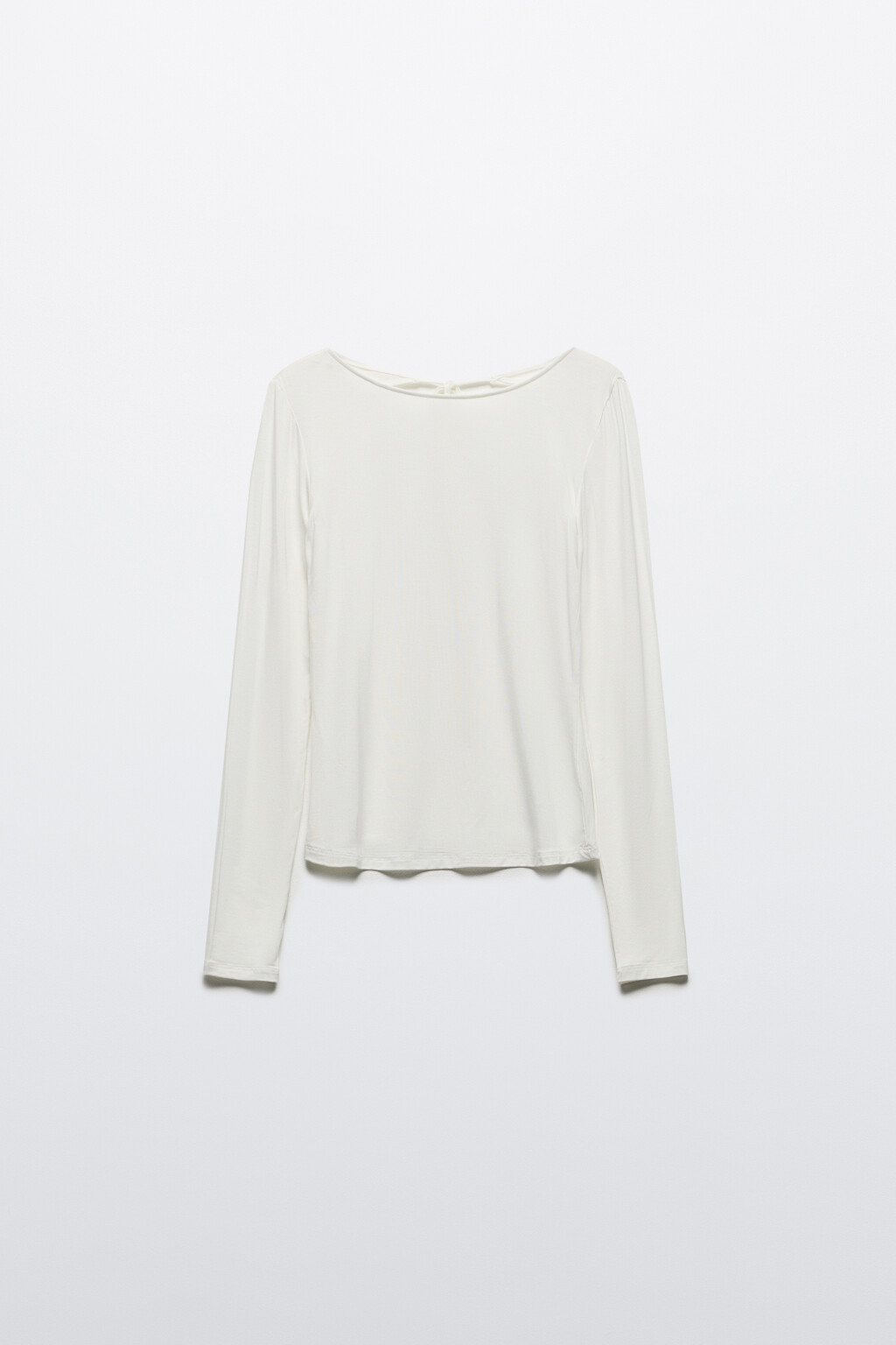 Лонгслив вискозный с вырезом и завязками на спине - цвет молочный - 7