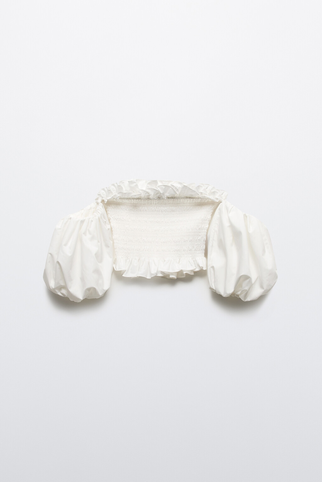 Блузка-топ с пышными рукавами и оборками - цвет белый - 9