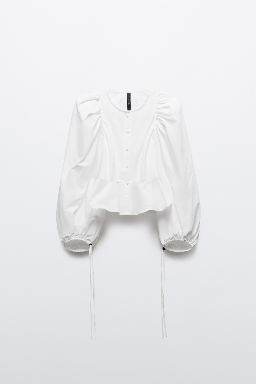 Блузка с пышными рукавами и баской - цвет белый - 10
