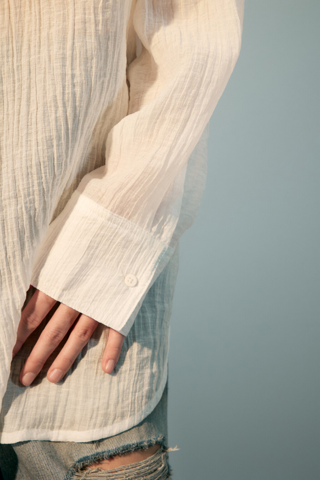 Рубашка оверсайз из лиоцелла - цвет белый - 6