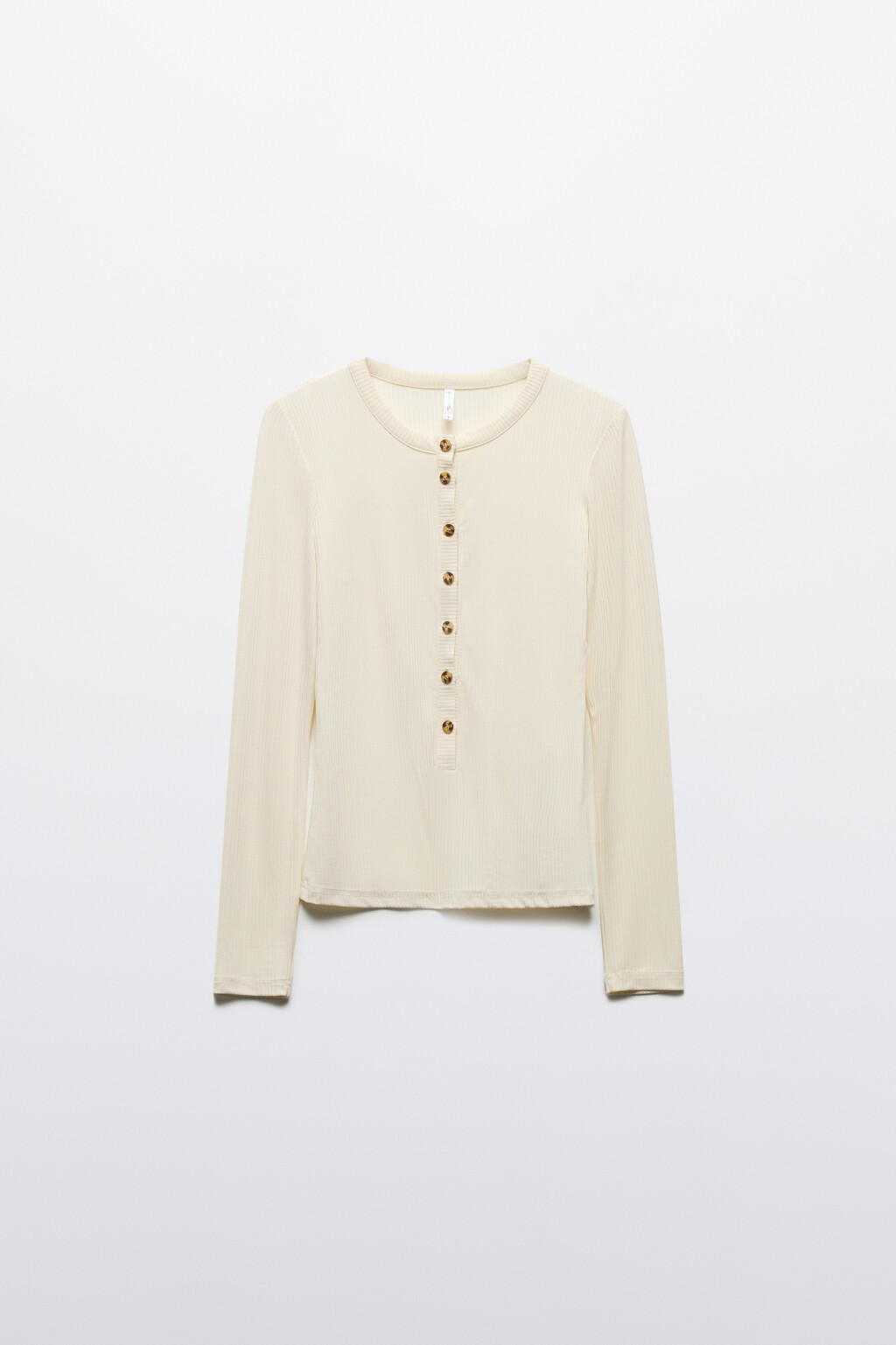 Лонгслив облегающий в рубчик с пуговицами - цвет белый - 7