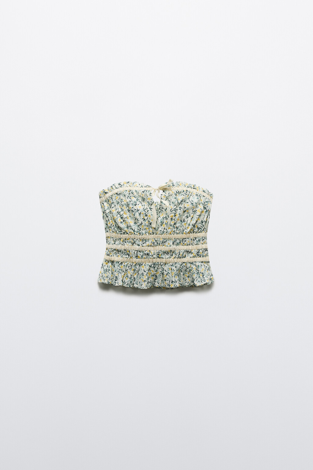 Топ-бандо хлопковый с принтом и баской - цвет мультиколор - 8