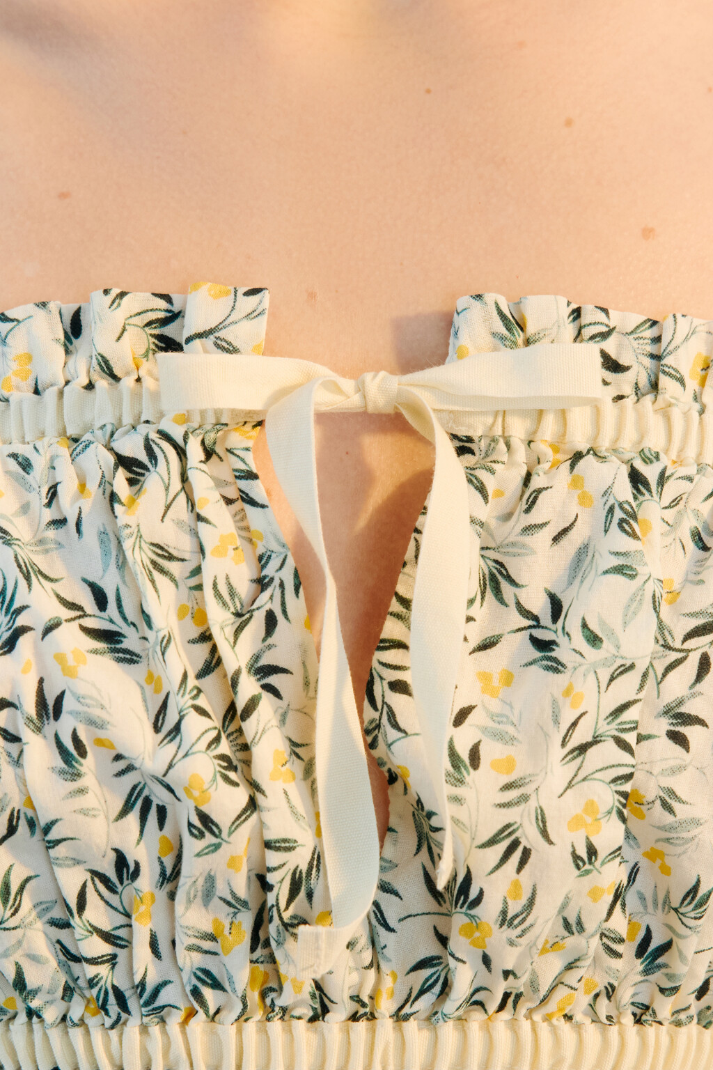 Топ-бандо хлопковый с принтом и баской - цвет мультиколор - 5