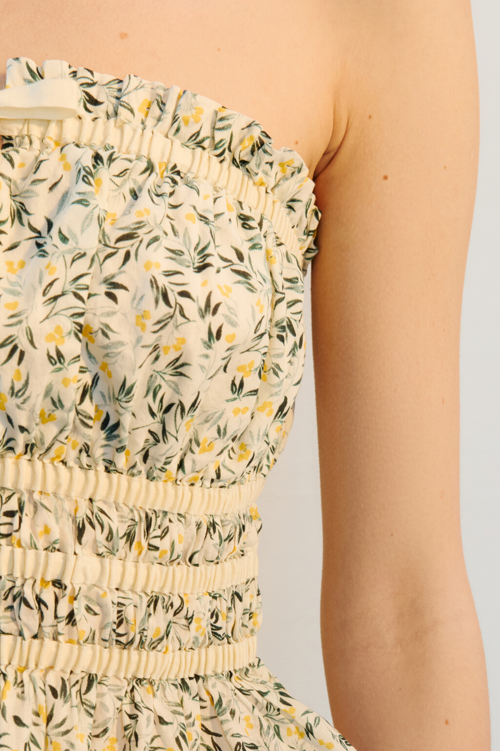 Топ-бандо хлопковый с принтом и баской - цвет мультиколор - 6